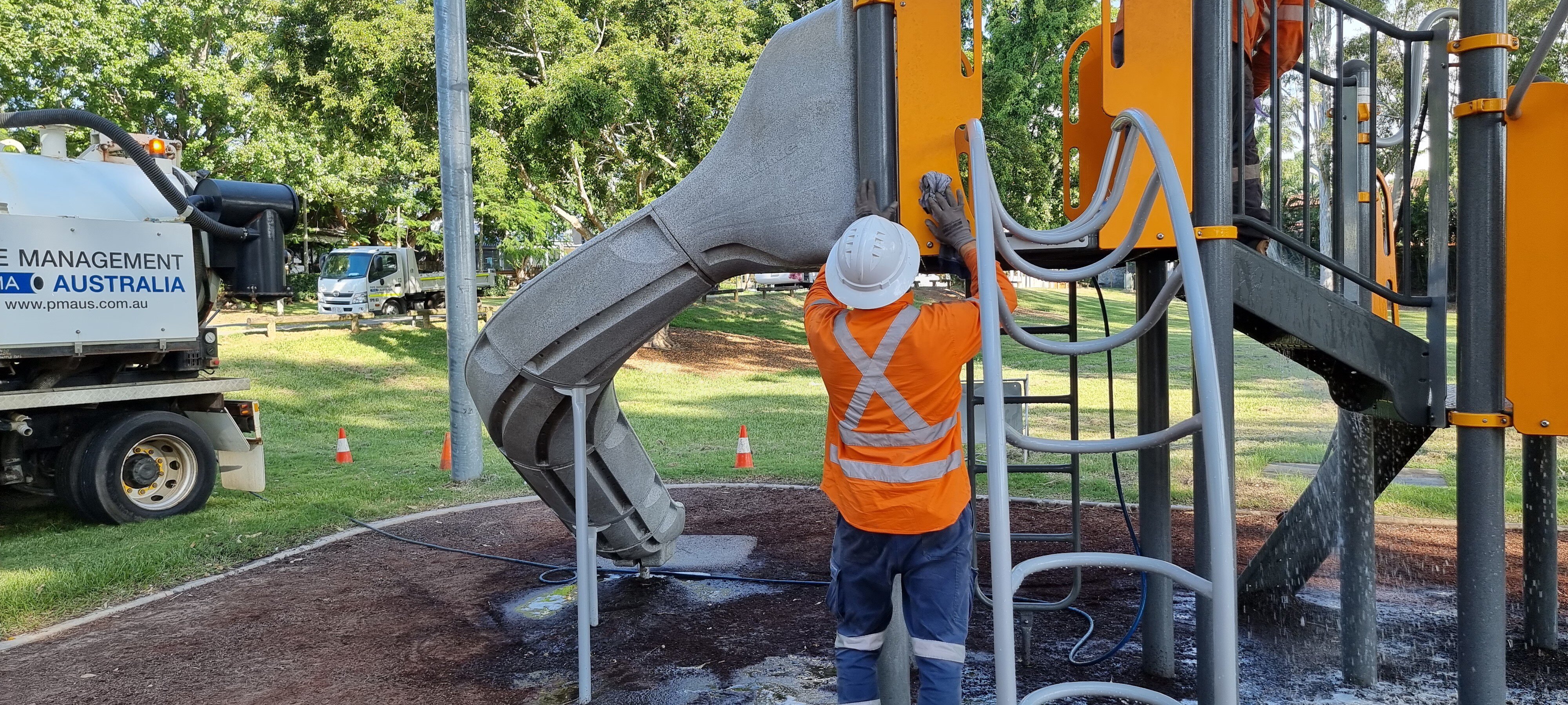 Post Flood playground cleaning and sanitation 