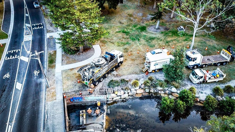 Drone shot of PMA Trucks