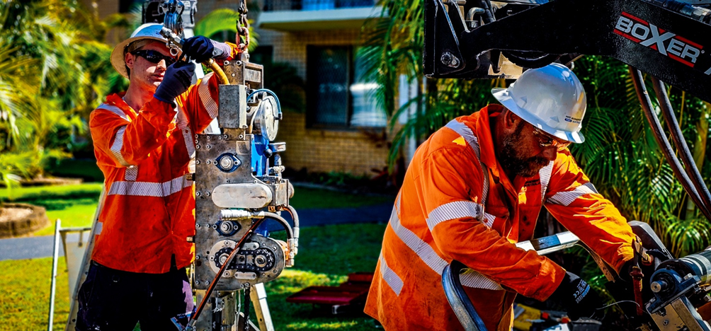 operators preparing spiral liner installation